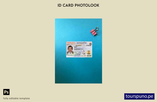 listo para imprimir plantilla FRONTAL de aspecto fotográfico de tarjeta de id 39